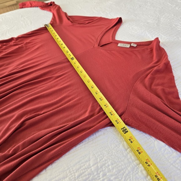 LOGO by Lori Goldstein Solid Swing Top Double V Neck Slouchy Fall Orange‎ 1X - Picture 10 of 14